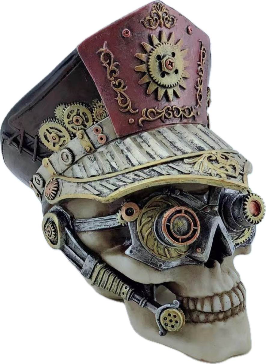 Steampunk Cyborg Police Skull