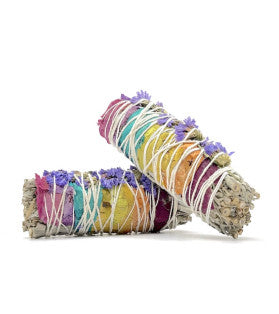 Chakra Smudge Sage & Flower Stick