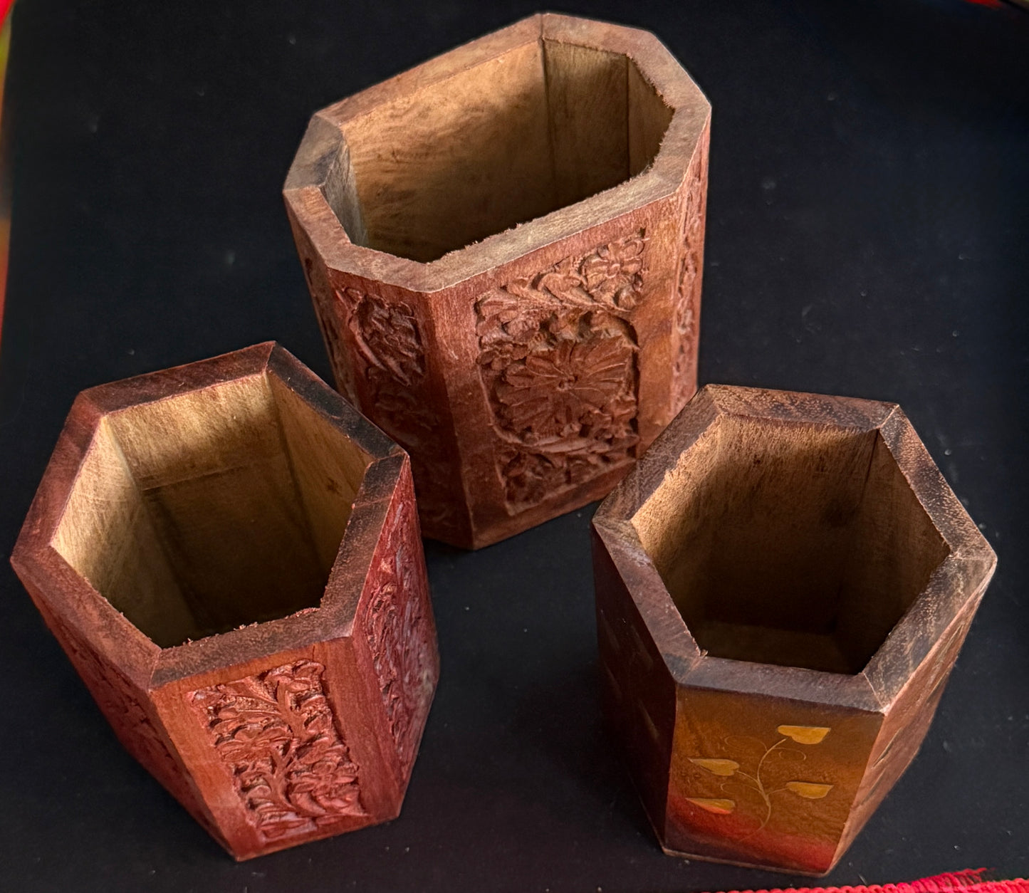 Wooden Carved Pen Holders