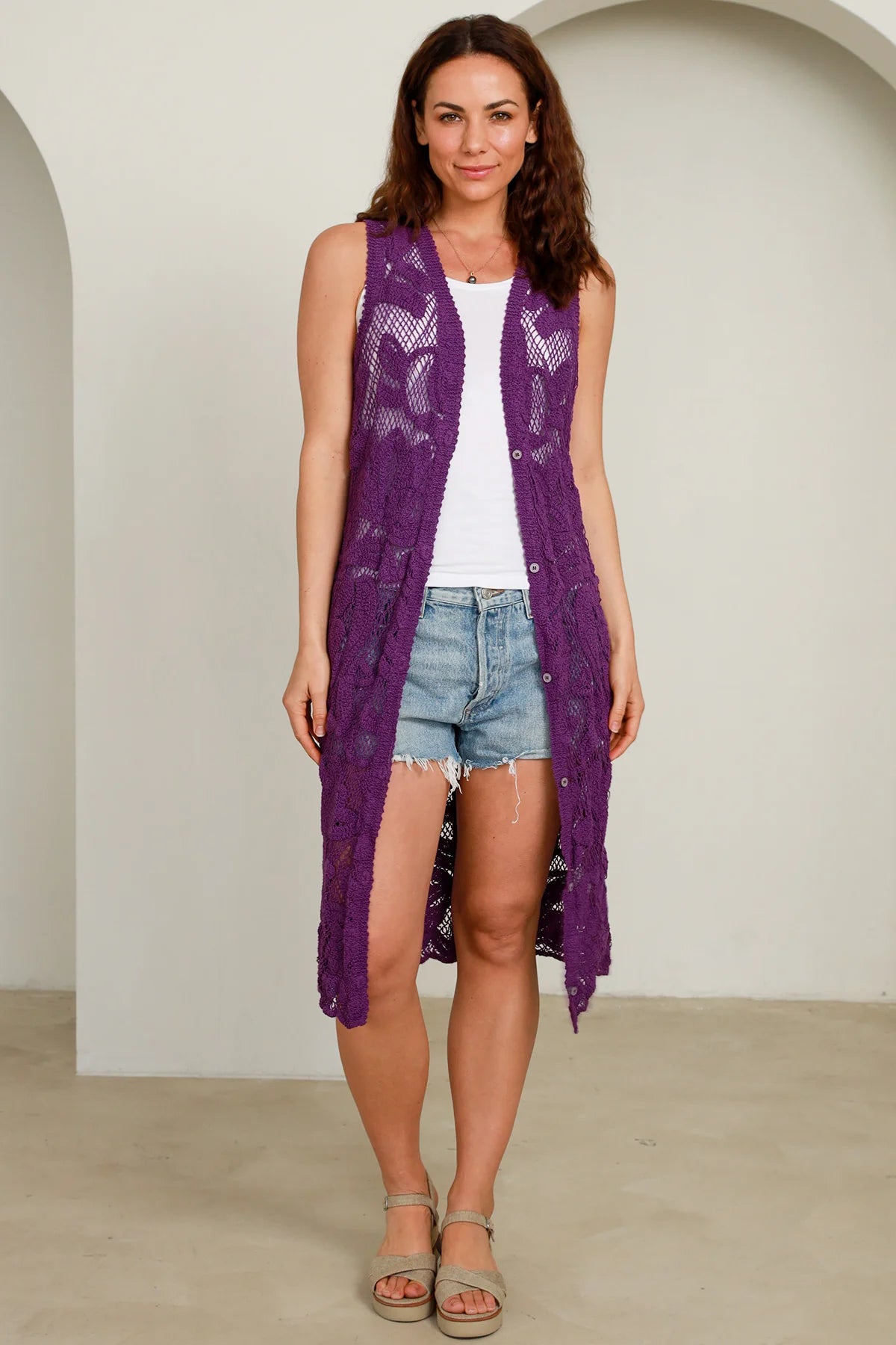 Knitted Sleeveless Bohemian Cardigan