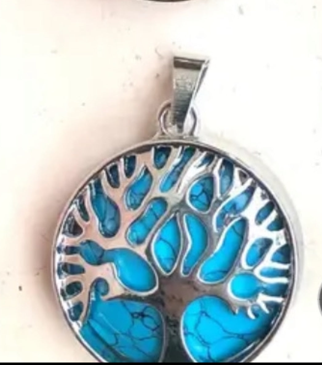 Tree of Life Mixed Gemstone Tree of Life Silver Tone Necklaces