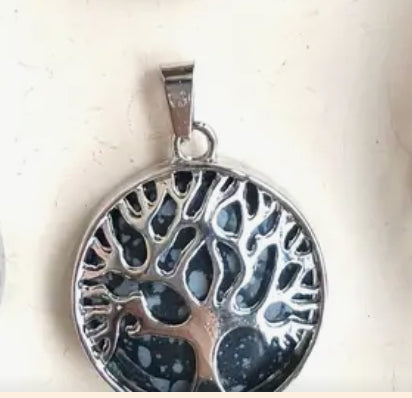 Tree of Life Mixed Gemstone Tree of Life Silver Tone Necklaces