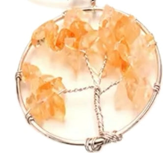 Tree of Life Gemstone Pendants Silver wire Necklace