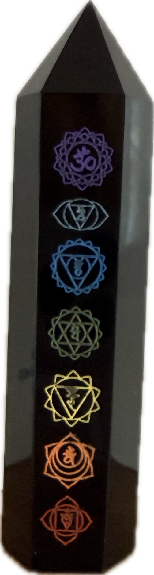 *7 Chakra Obsidian Point Tower