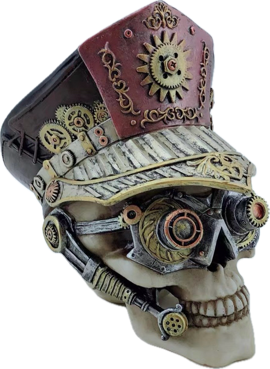 Steampunk Cyborg Police Skull