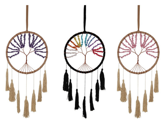 Amnetherst Gemstone Tree of Life Dream Catcher