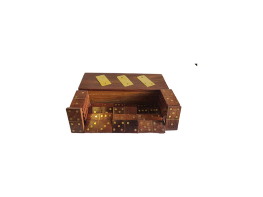 Wooden and Brass Inlay Domino Set