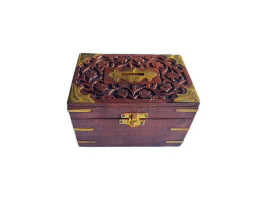 Carved Wooden Money Box