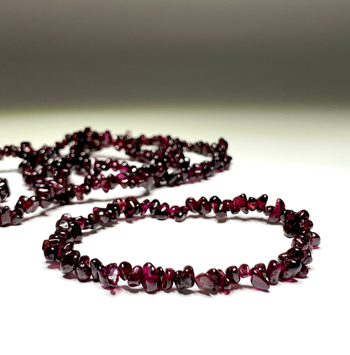 Garnet Beaded Chip Bracelet