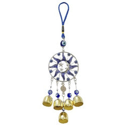 Sun, Star, and Moon Evil Eye Metal Hanging with Bells.