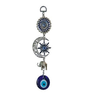 Evil Eye Sun Moon Elephant Metal Hanging Plaque