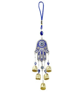 Evil Eye Metal Hamsa Hand With Bell