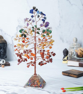 7 Chakra Tree 320+ Beads On Orgonite Pyramid Base