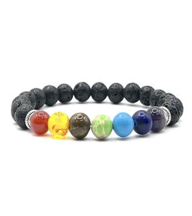 Beaded Bracelet Lava Stone + 7 Chakra