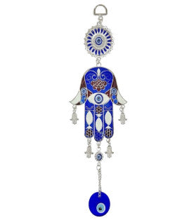 Evil Eye Metal Hamsa Hand Blue Red White