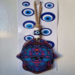 Evil Eye Glass Double-Sided Large Hamsa