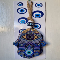 Evil Eye Glass Double-Sided Large Hamsa