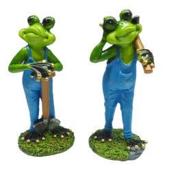 Frogs with tools figurines