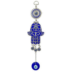 Evil Eye Metal Hamsa Hand Blue