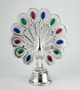 Metal Peacock Jewelled Statue