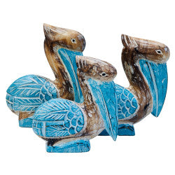 Wooden Pelican Set Of 3 (Green)